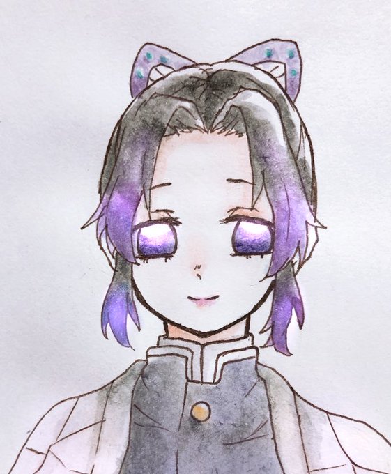 傘咲ことおぞうにです。さんがTwitterに投稿した胡蝶しのぶ(鬼滅の刃)のイラスト。