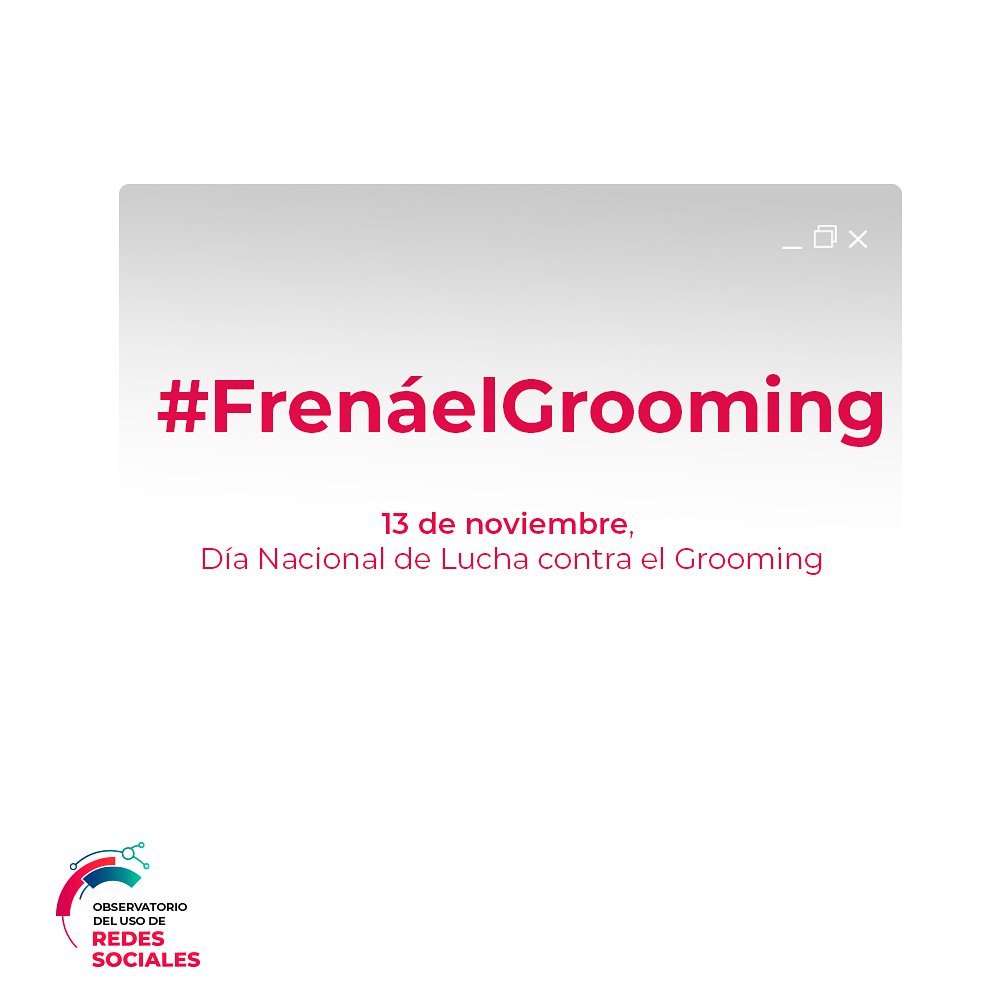 ¡Entre todos decimos #FrenáelGrooming! 🤚

Es una iniciativa del
@observatoriorrss_bahia, por el Día Nacional de Lucha contra el Grooming.

Compartí, difundí, ¡sumate!
