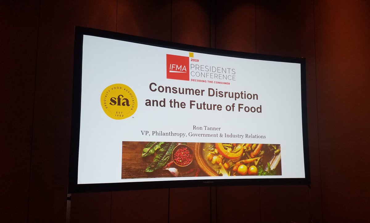 My unstoppable boss Ron Tanner from <a href="/Specialty_Food/">Specialty Food Association</a> opened AND closed the show <a href="/ifmaworld/">IFMA The Food Away from Home Association</a> as we continue #decodingtheconsumer
<a href="/PresidentSFA/">Bill Lynch</a>