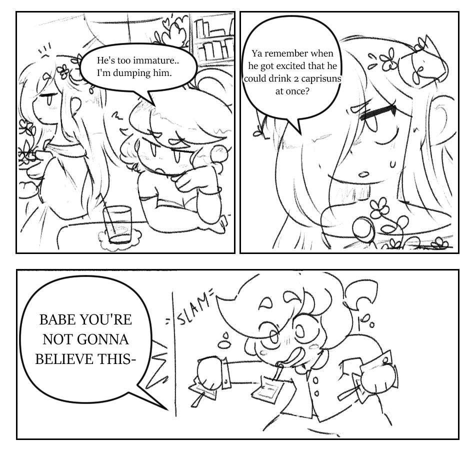 a very dumb comic i made based off a tweet.... just for fun fhgffg
ft. starlite, amaryllis, and a friend's oc cinder 