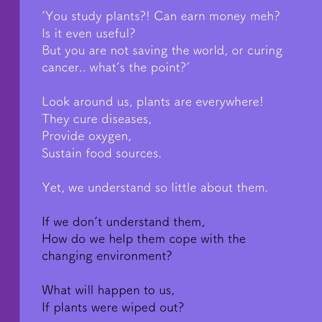 Do you know plants get panic attacks too? Eg: when a cow grazes a patch of grass, they signals to its surrounding neighbours – ‘SOS! Cow incoming! I know we can’t run, but prepare yourself!’ Introducing:15. Sabrina  @PNgsabrina, a plant and data scientist at  @UniofAdelaide!