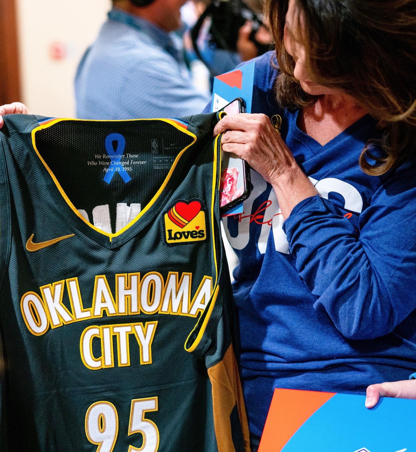 OKC THUNDER on X: In partnership with the @OKCNM, family members  representing each of the 168 killed in the bombing were presented with a  personalized 2019-20 City Edition jersey.  / X