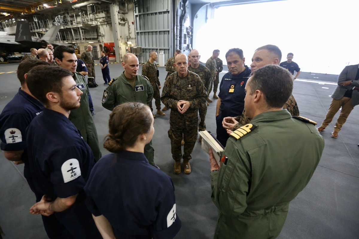 David H. Berger (@CMC_MarineCorps) on Twitter photo 2019-11-06 04:23:58 Today @USMCSgtMaj and I visited the @HMSQNLZ to see the teamwork between our Royal Navy and Royal Air Force partners. I’m impressed with the professionalism and effort our UK teammates have put into making this ship a platform we can operate F-35 and other @USMC aircraft. Today @USMCSgtMaj and I visited the @HMSQNLZ to see the teamwork between our Royal Navy and Royal Air Force partners. I’m impressed with the professionalism and effort our UK teammates have put into making this ship a platform we can operate F-35 and other @USMC aircraft.