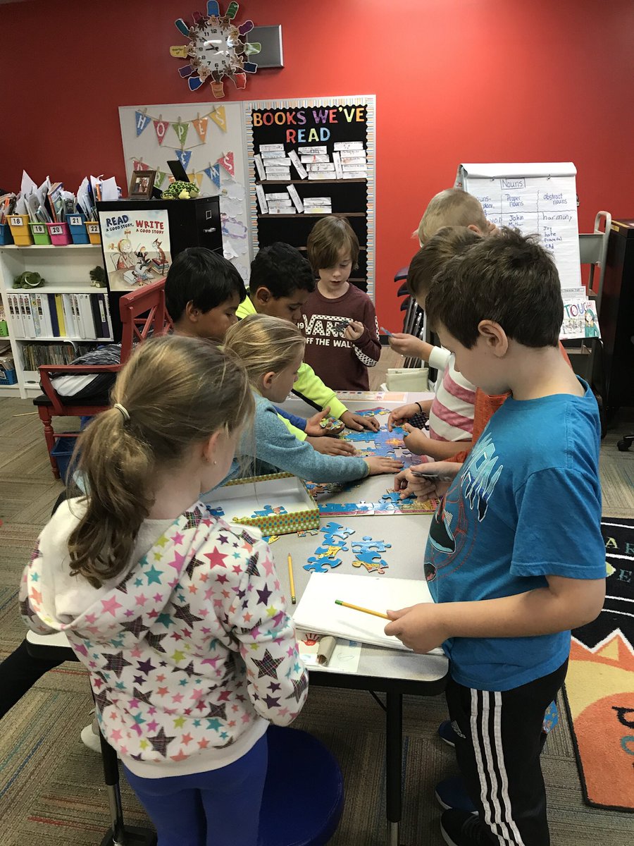 happyfrog68's tweet photo. What a fun way to start our day together!  A student brought in a puzzle to share as a morning activity. 🥰 @WoHillsHawkeyes #ItsWorthIt https://t.co/Lv8Bvkuc7V