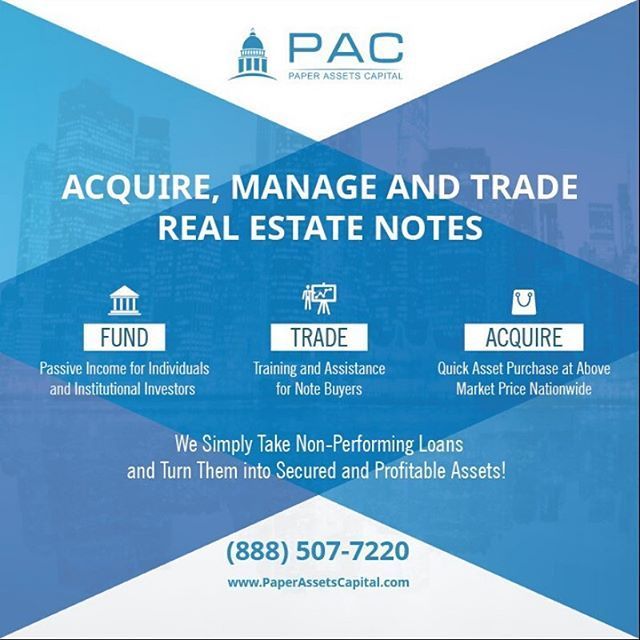 PACnotes's tweet image. Paper Assets Capital is in the business of Buying and Selling real estate mortgage notes as well as building a strong portfolio providing passive income to our investment partners.  #alternativeinvestments #passiveincome #noteinvesting
PaperAssetsCapital.com