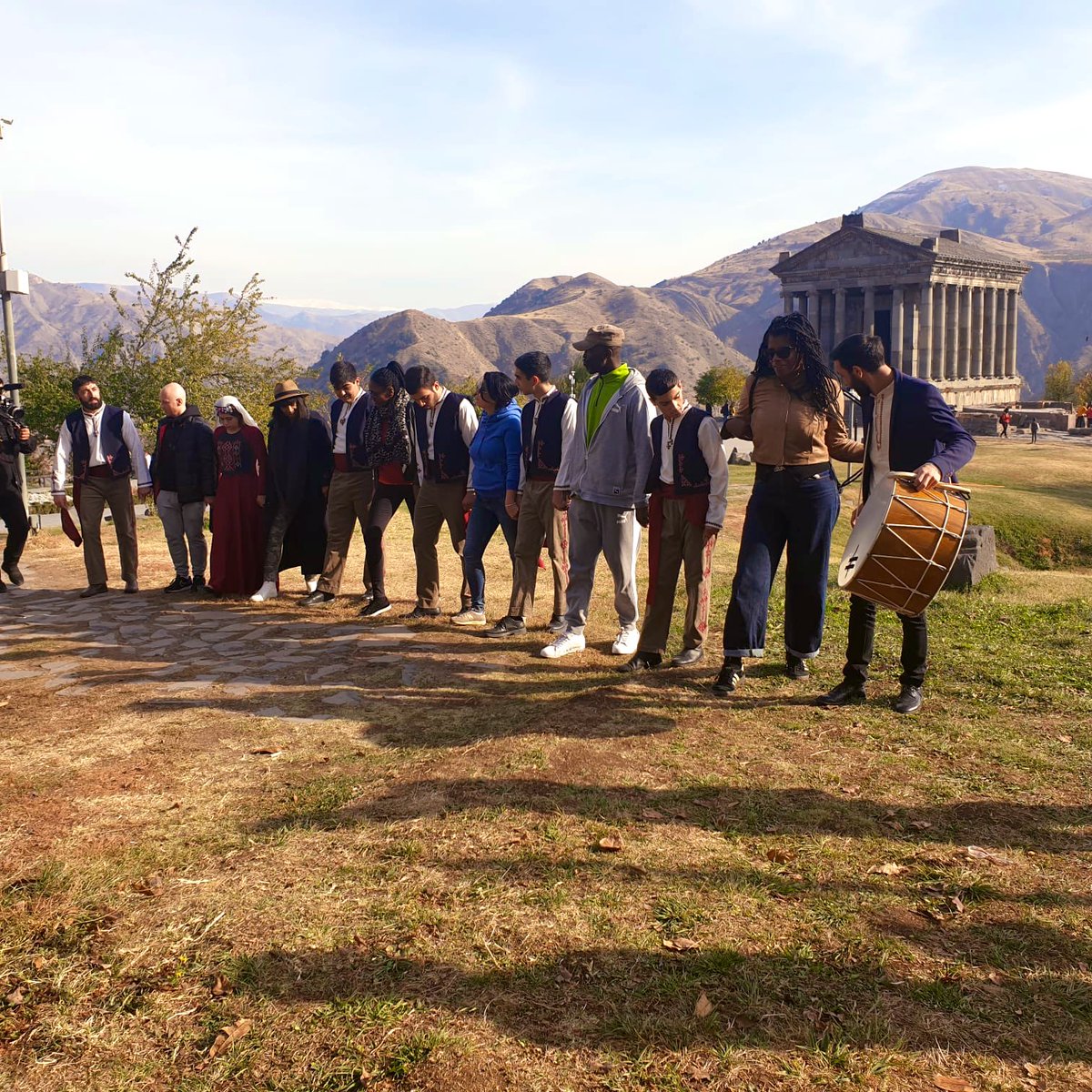 JamiroFan2000's tweet photo. #Jamiroquai #AutomatonTour #Finale #Touring #Armenia @JamiroquaiHQ Jamiroquai  In Armenia! | Picture #1 | "Grateful to be in #Armenia exploring this  beautiful country at the #TempleofGarni before we perform at the  @NoteSilk Festival tomorrow!" From JamiroquaiHQ Twitter https://t.co/FPoXHp1GsY