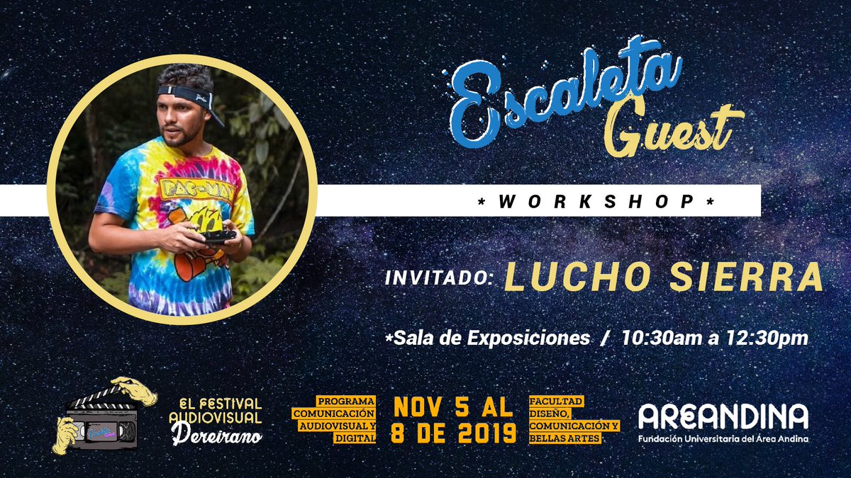CanalRender's tweet photo. Lucho Sierra, creador de contenidos, VoiceOver y filmmaker; estará con nosotros mañana 6 de noviembre desde las 10:30 am.👀🎤

Te esperamos en la sala de exposiciones de la Universidad del Areandina.🎬

#CanalRender #Escaleta2019 https://t.co/2ud0dAnnCT