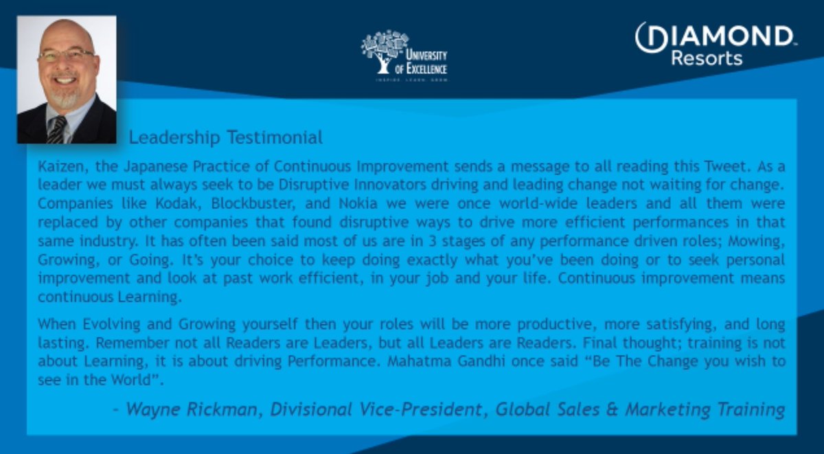 WESMCFARLANDJR's tweet photo. This is a shining example of #DiamondResorts #Leadership. What are you waiting for? Reach out to @DiamondCareers today. #SuccessLeavesClues #MindsetNinja #CultureCreator #DisruptiveInnovator #ItsADiamondLifeForMe💎 https://t.co/zVzXcLfVDa