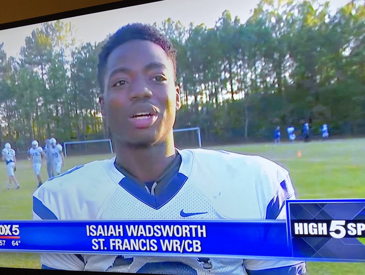 stfrancisad's tweet photo. @Huntjones05 @iisaiahzay3 and Coach Frank Barden getting some TV time tonight on @FOX5Sports @High5Sports for TEAM OF THE WEEK! Thanks to ALL of Knight Nation for your votes! More details to follow about pep rally and game Friday night! #GoKnights https://t.co/pvAVoZro8j