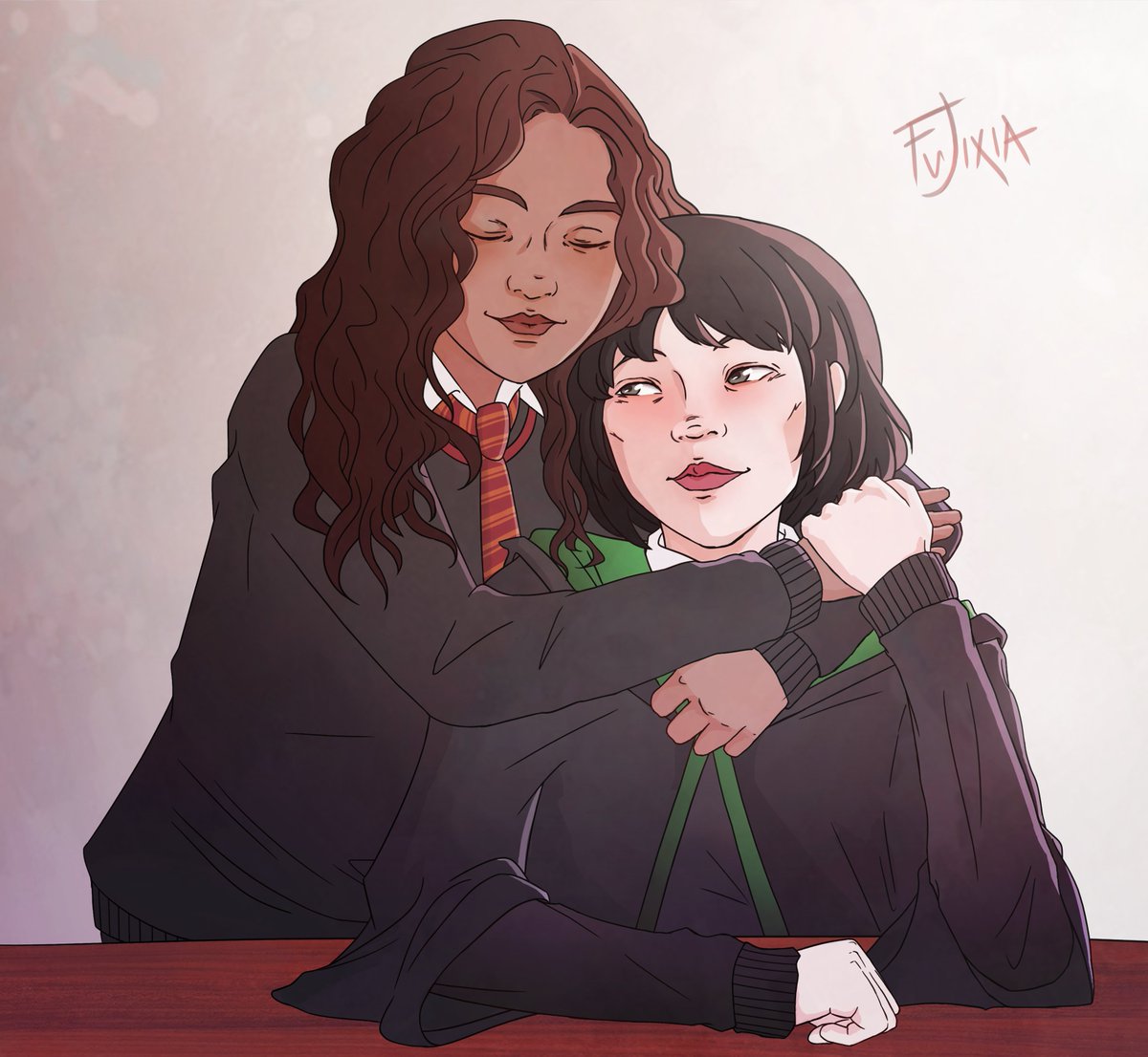 Fujixia_'s tweet photo. #pansmione #pansyparkinson #hermionegranger #harrypotter #hp #fanart https://t.co/ksYVfHDuWS