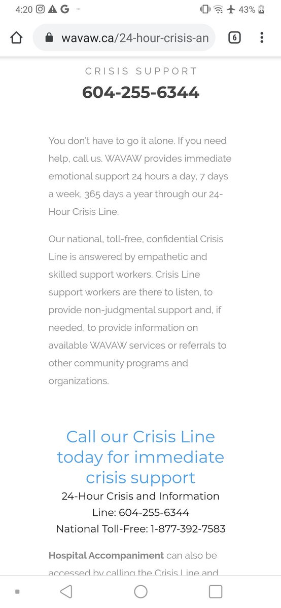 In British Columbia :  @wavawrcc has a hotline
