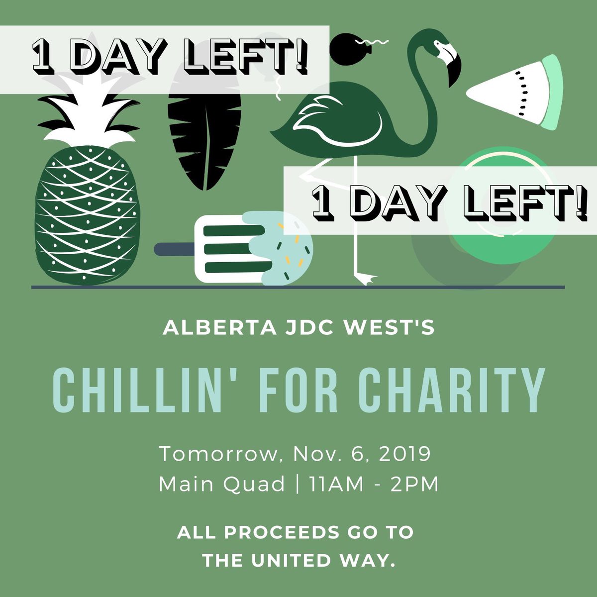 CHILLIN' IS TOMORROW! DONATE TODAY: donate.myunitedway.ca/campaign/uofa-…

On November 6 (11am-2pm) in Main Quad, Alberta JDC West will be hosting Chillin' for Charity, an event where we polar dive into a freezing pool of water to raise money for the United Way! Our goal is $20,000 this year!