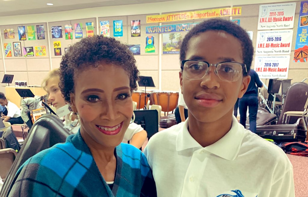 Andrea_Morehead's tweet photo. So excited to have made the last 30 seconds of Ean’s band recital! Thanks to @ScottWTHR for the dinner break. #GotCaughtInTraffic #EveryNoteCounts @WTHRcom https://t.co/VQ4mz8nxIr