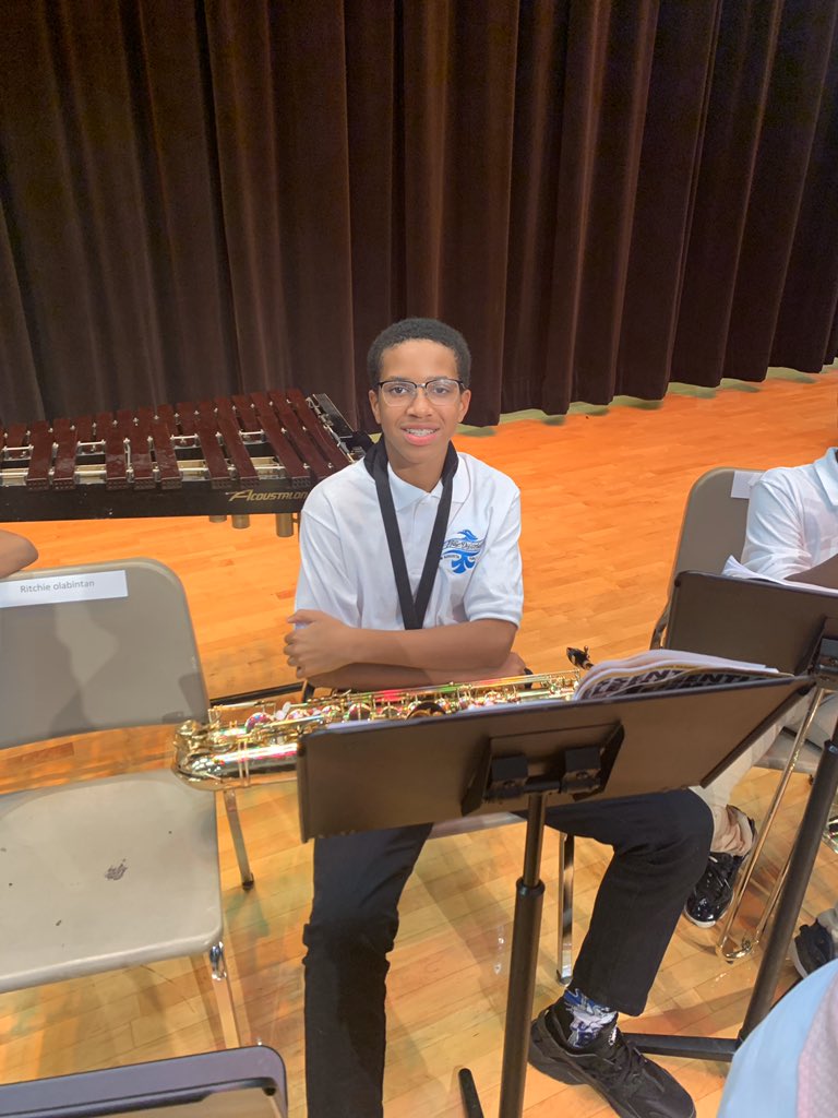 Andrea_Morehead's tweet photo. So excited to have made the last 30 seconds of Ean’s band recital! Thanks to @ScottWTHR for the dinner break. #GotCaughtInTraffic #EveryNoteCounts @WTHRcom https://t.co/VQ4mz8nxIr