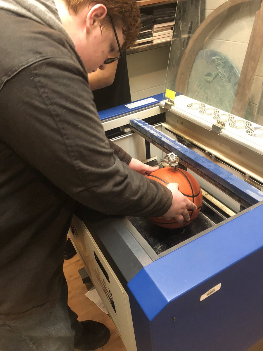 CHWoodTech's tweet photo. Students used the laser engraver to put the CH logo on some basketballs for the middle school. https://t.co/Rihmvc5ah6