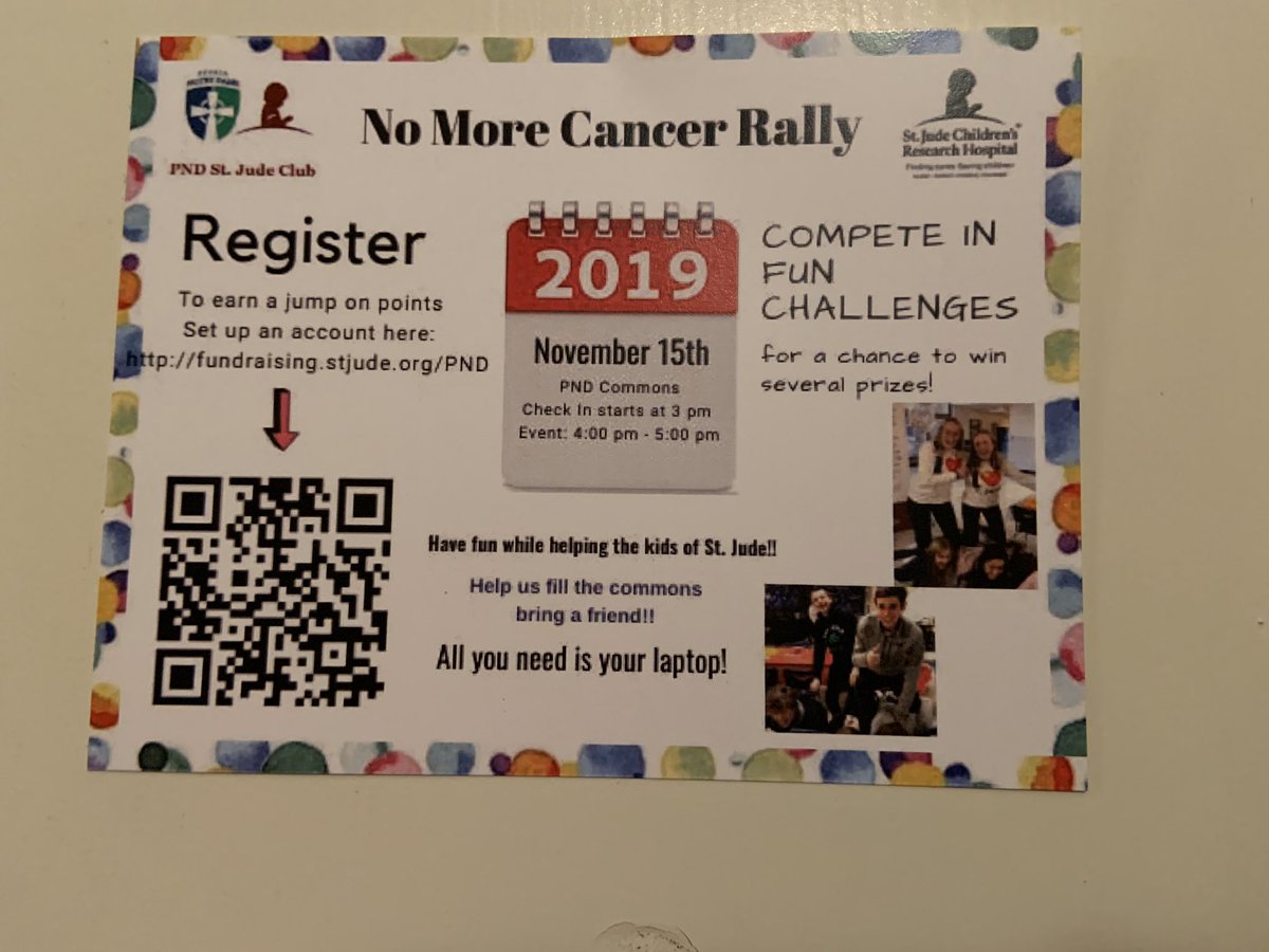 pndstjudeclub_'s tweet photo. Make sure to sign up for the No-More-Cancer Rally coming up November 15th! This is a mandatory event, so please make sure to be there. Any questions contact any of the officers. #FTK https://t.co/GBKPMlXMgi
