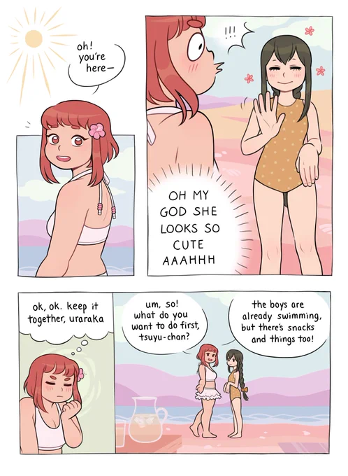 cleaned up an old #bnha comic in my drafts... tsuchako at the beach ?? 