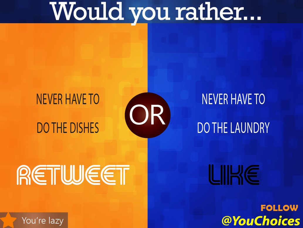 YouChoices's tweet photo. Dishes or laundry? https://t.co/LIwM9L6Yax