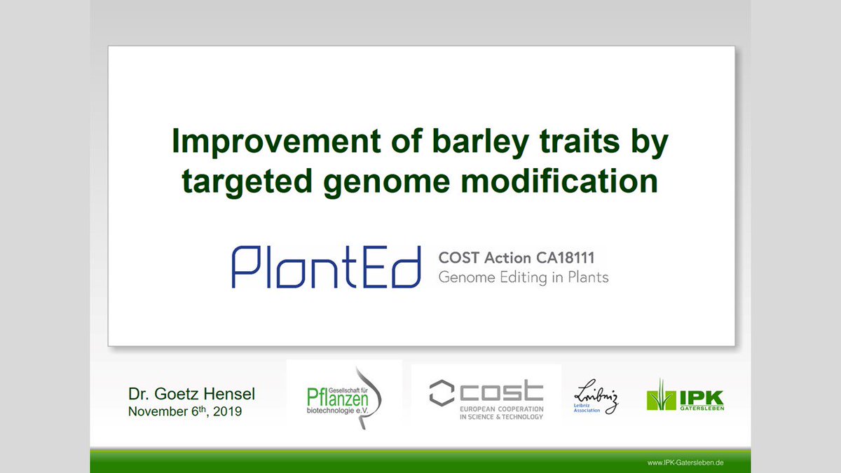 I am looking forward to presenting some #PRB group results from @IPKGatersleben about #CRISPR in #barley. Keen to see the progress from other labs.  <a href="/COST_PlantEd/">@COST_PlantEd</a> #PlantEd2019