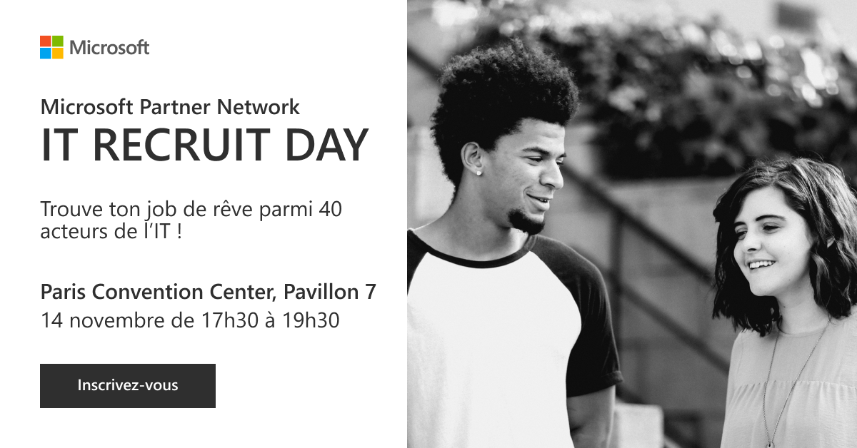 ExpertimeRH's tweet image. Expertime participe à l'IT Recruit Day, le jeudi 14 Novembre entre 17h30 et 19h30.
Une occasion rêvée pour rencontrer des passionnés de monde de l'IT lors du speed dating.
#devfullstack #Consultant #DataVizualisation #PowerBI #Sharepoint #Online #MicrosoftBI #Azure #BigData