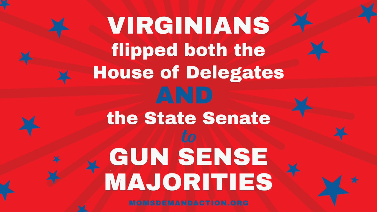 HUGE VICTORY FOR GUN SENSE! It’s now being reported that BOTH the VA House of Delegates AND the State Senate have flipped to Gun Sense Majorities! #GunSenseMajority #VAleg