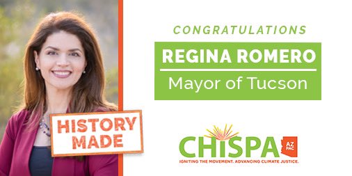 First Latina and first female Mayor of Tucson. Only Latina mayor in largest 50 Cities of US, and a campaign grounded in climate justice and solutions. Muchas Felicidades, @TucsonRomero!