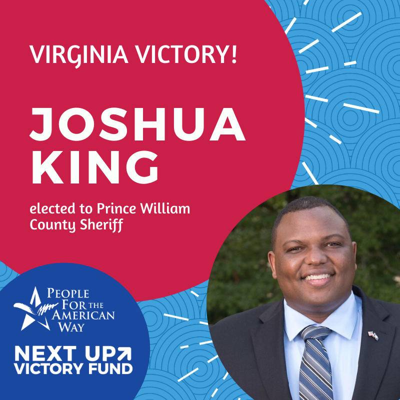 peoplefor's tweet photo. THERE’S MORE! Joshua King is the newest sheriff of Prince William County! @joshkingPWC is one of the promising young leaders that PFAW’s Next Up Victory Fund supported this year, and we are very excited to celebrate his victory. https://t.co/EhSX55J1EA #NextUpVA #ElectionNight https://t.co/Hdtn48eOWI