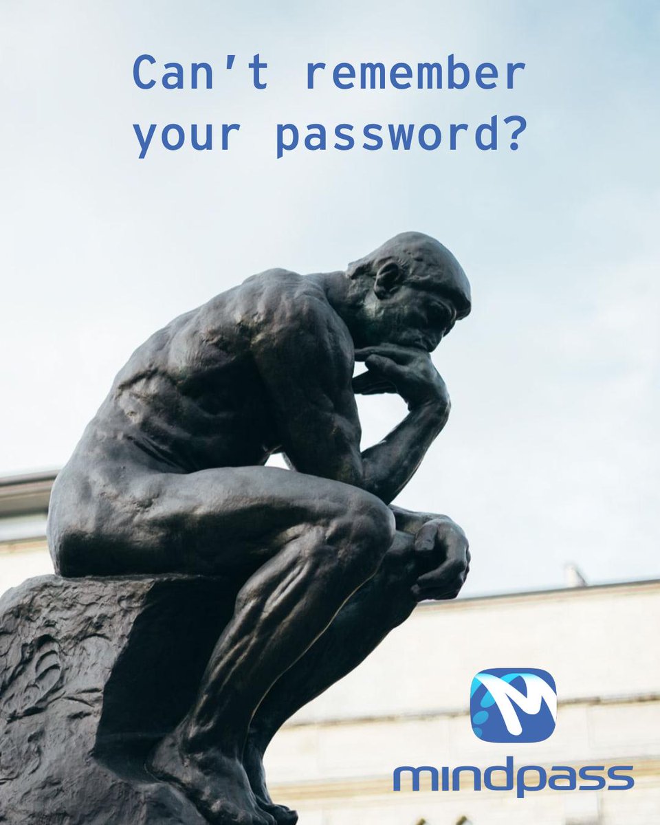 Never forget again. 

 #endthepassword #password #mindpass #cybersecurity #virtualworld #memory #objectrecall #humor #passwords #tech #startup #techstartup #login #safelogin #technology #username #encryption #future #hacked #hacker #dontgethacked #security #securepasswords #s...