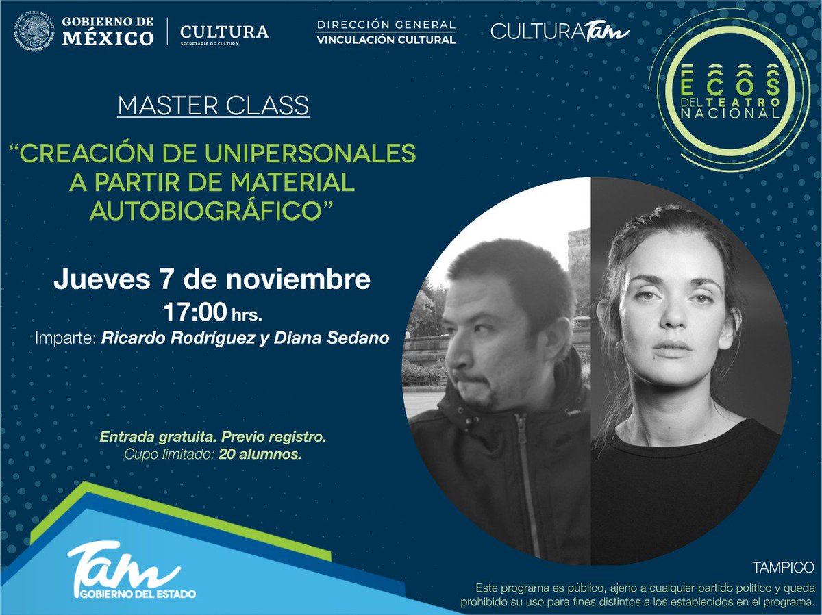 ITCATamaulipas's tweet image. #Tampico 

¡Actores y teatristas! ¿Saben cómo darle forma artística a las experiencias?

Conozcan las herramientas necesarias para encontrar el material creativo en la experiencia personal y poder trascender la propia historia. 

🎭 Mayor información en el @METRO_Tam.
#ECOS2019