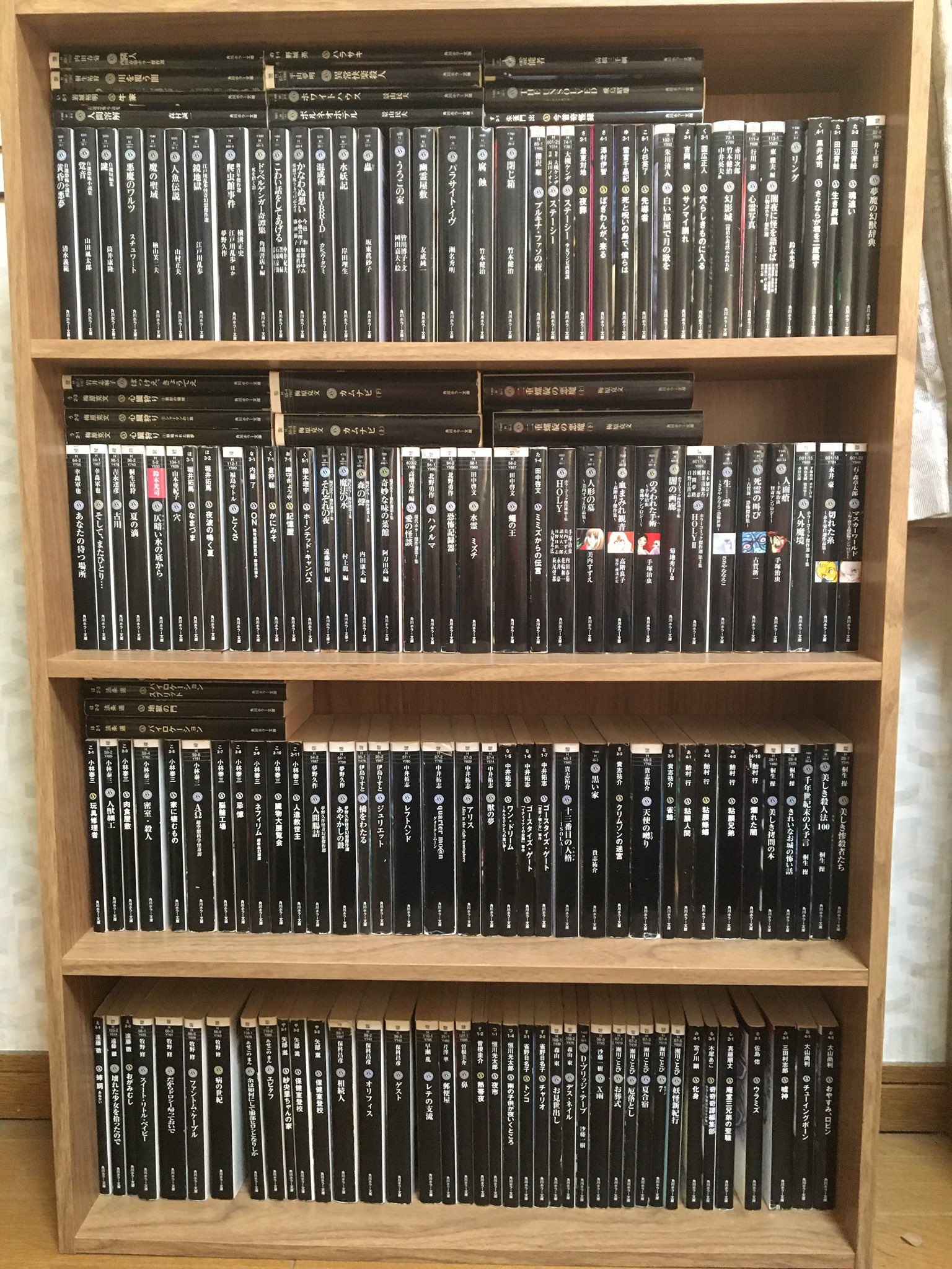 つかっちゃん読書垢 純文学ユーチューバー Ar Twitter 角川ホラー文庫だけでひとつ本棚を使っています 漆黒の文庫本レーベルはここくらいしかないんじゃなかろうか 日本ホラー小説大賞はとても面白い賞でした T Co Dtt7jhnzrf Twitter