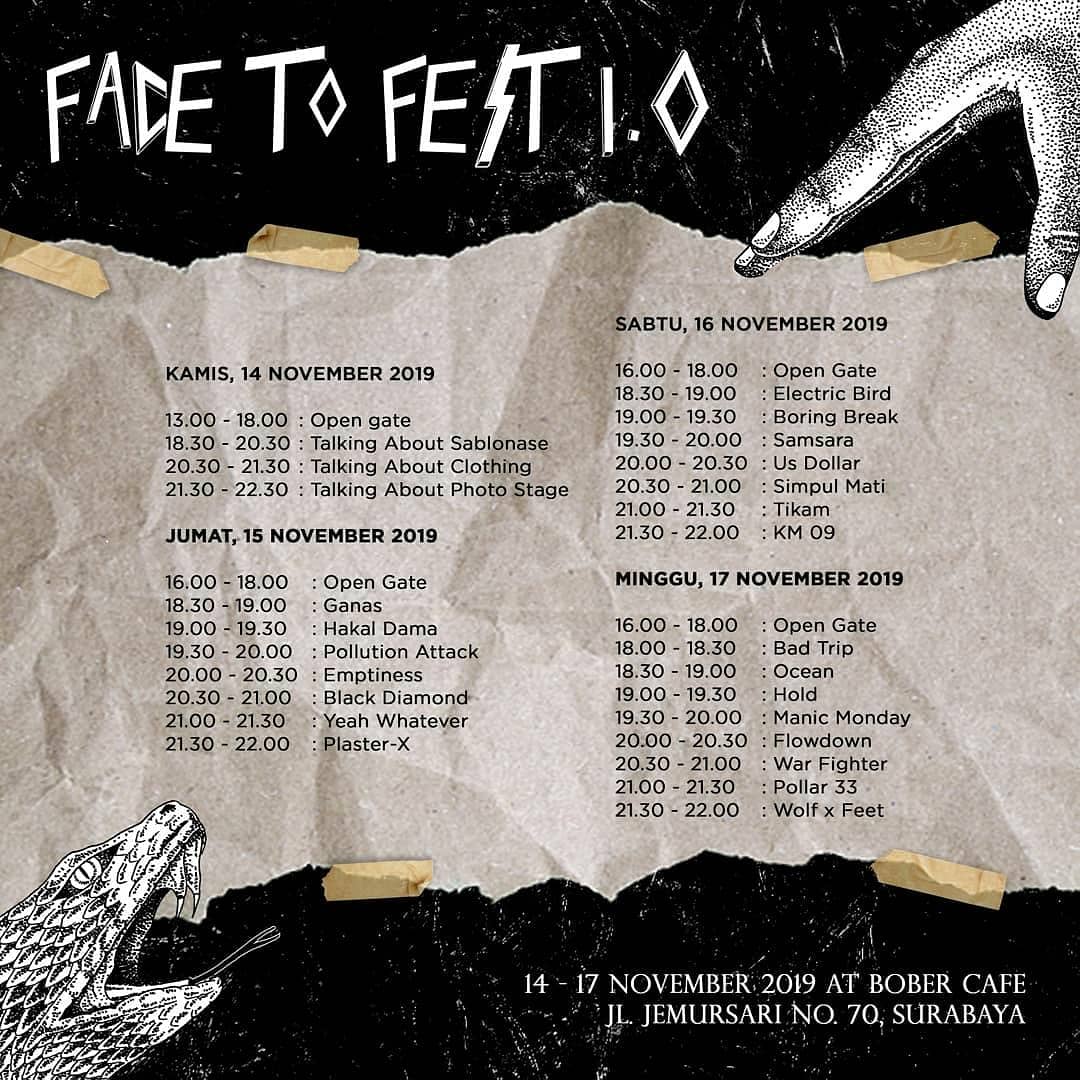 Setelah sekian lama, kami kembali lagi! Sampai jumpa hari Jumat (15/11) di Bober Cafe. Info tiket dsb langsung follow di @facexfest 

#facetofest #blackdiamond #sbhc