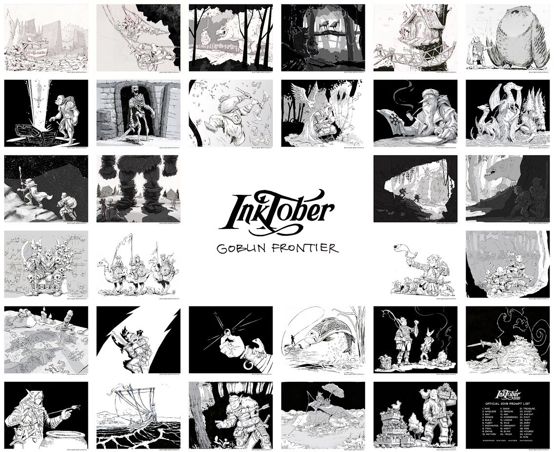 AdventureByte's tweet photo. 31/31, Inktober 2019 is complete!

Hopefully you enjoyed exploring a bit of the world of Goblin Frontier with us. A huge thank you to @second_santa for all of the awesome art! 

We can’t wait for next year :D

#Inktober #inktober2019 #conceptart #gamedev #indiedev #worldbuilding https://t.co/56MswRkIM3