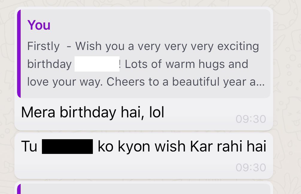 That moment when / 
Instead of wishing your friend of 28 years a happy birthday, you wish his wife instead.

#gettingtooold #isthismarriage