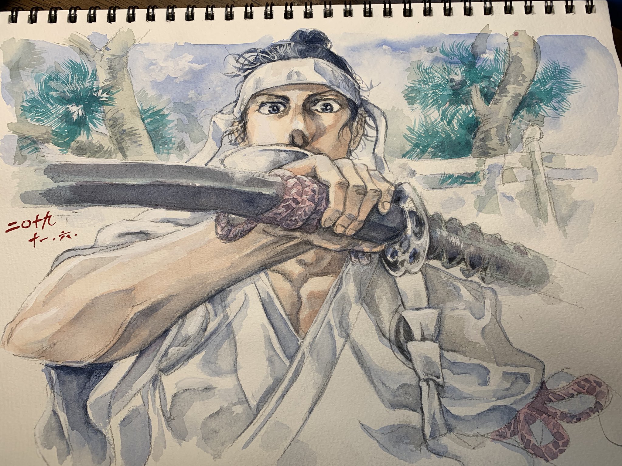 松原利光 黒鉄のヴァルハリアン 打ち合わせまでに時間が出来たから趣味絵にてアクリルガッシュ実験 なるほど アクリルと ポスターカラーの違いは変色やヒビ割れ 耐久性が違うとの事らしいですね そんな細かいことは抜きにして楽しいw T