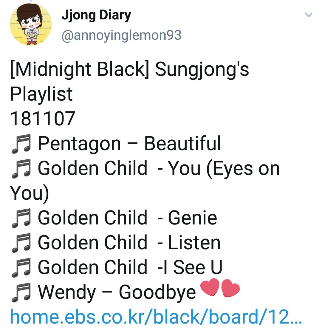 11. Infinite SungjongRadio DJ Sungjong picked Wendy's Goodbye in the playlist for his radio show, EBS 'Midnight Black' cr: annoyinglemon93