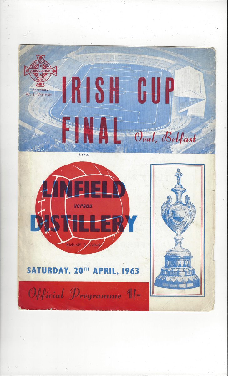 bobsprogrammes's tweet image. Football programme from 1963 Irish Cup Final, Linfield v Distillery at The Oval, Belfast now available on bobsprogs.com @NonLeagueCrowd @footyscan @DistilleryFC  #LDFC #DistilleryFamily @OfficialBlues #COYB #FAICupFinal