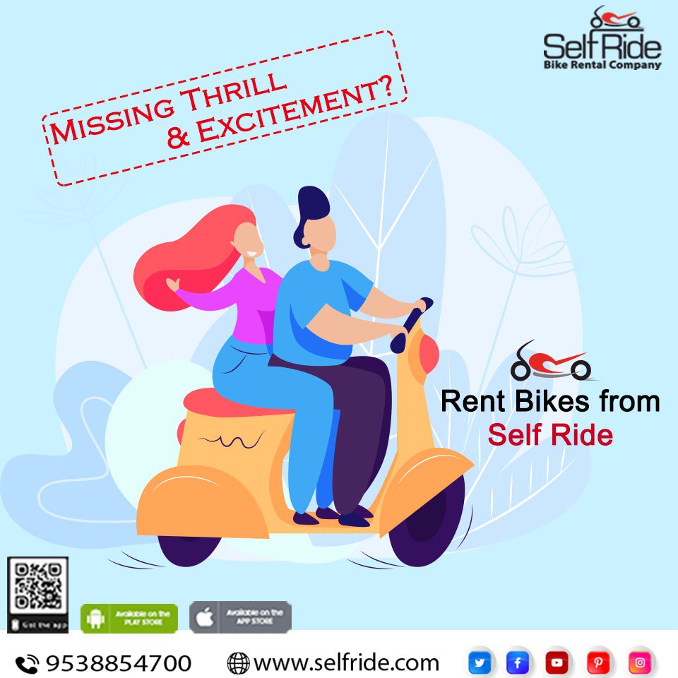 self_ride's tweet photo. Experience the thrill &amp; Excitement. Rent Bikes from Self Ride | Bike Rental Company

Know More about Self Ride: https://t.co/4yPQmsWNxl
You can call us at 9538854700

#SelfRide #BikeRentalCompany #RentalBikes #RentalBikeInBangalore #RentBike #bikerentals #bikeonrent #Bangalore https://t.co/X31fRuAdTM