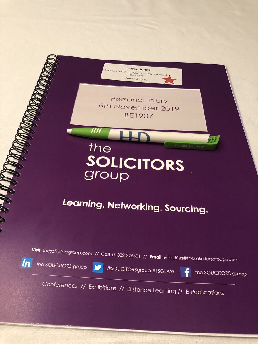 laurenjjones13's tweet photo. Delighted to be attending the @solicitorsgroup Personal Injury CPD today in Belfast #alwayslearning #asbestoslitigation #clinicalnegligence #occupiersliability #fatalaccidents #historicabuselitigation @HHDSolicitors https://t.co/F1JHQFxL6f