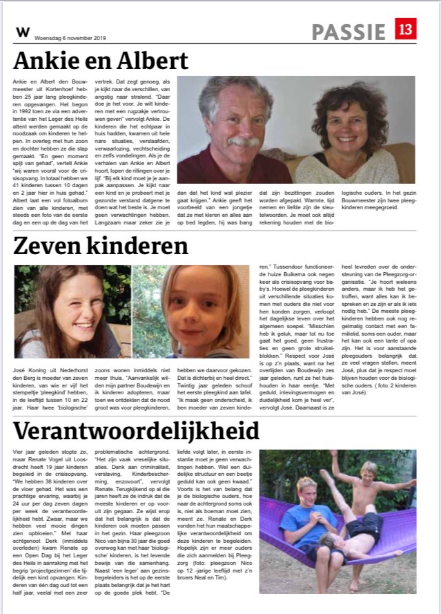 In <a href="/WeekWijdemeren/">Weekblad Wijdemeren</a> van vandaag een artikel waarin 3 pleegouders vertellen over pleegzorg #huis #hart #liefde #aandacht Ook kind(eren) een (tijdelijk) thuis bieden? Woe 13/11 is om 19.30 een info avond in Bussum (Burg. de Bordesstr. 80) Info en aanmelden: pleegoudergv.nl