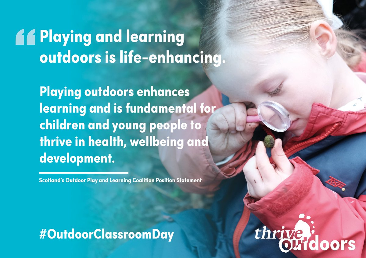 InspiringSland's tweet photo. It's #OutdoorClassroomDay tomorrow! Learning outdoors is vital for children's health, wellbeing and development. 

Read Scotland's National Position Statement on Outdoor Play and Learning: https://t.co/3j7QUsOy0W

And follow our @Thrive_Outdoors team for what's happening tomorrow https://t.co/wG26H2qW0D