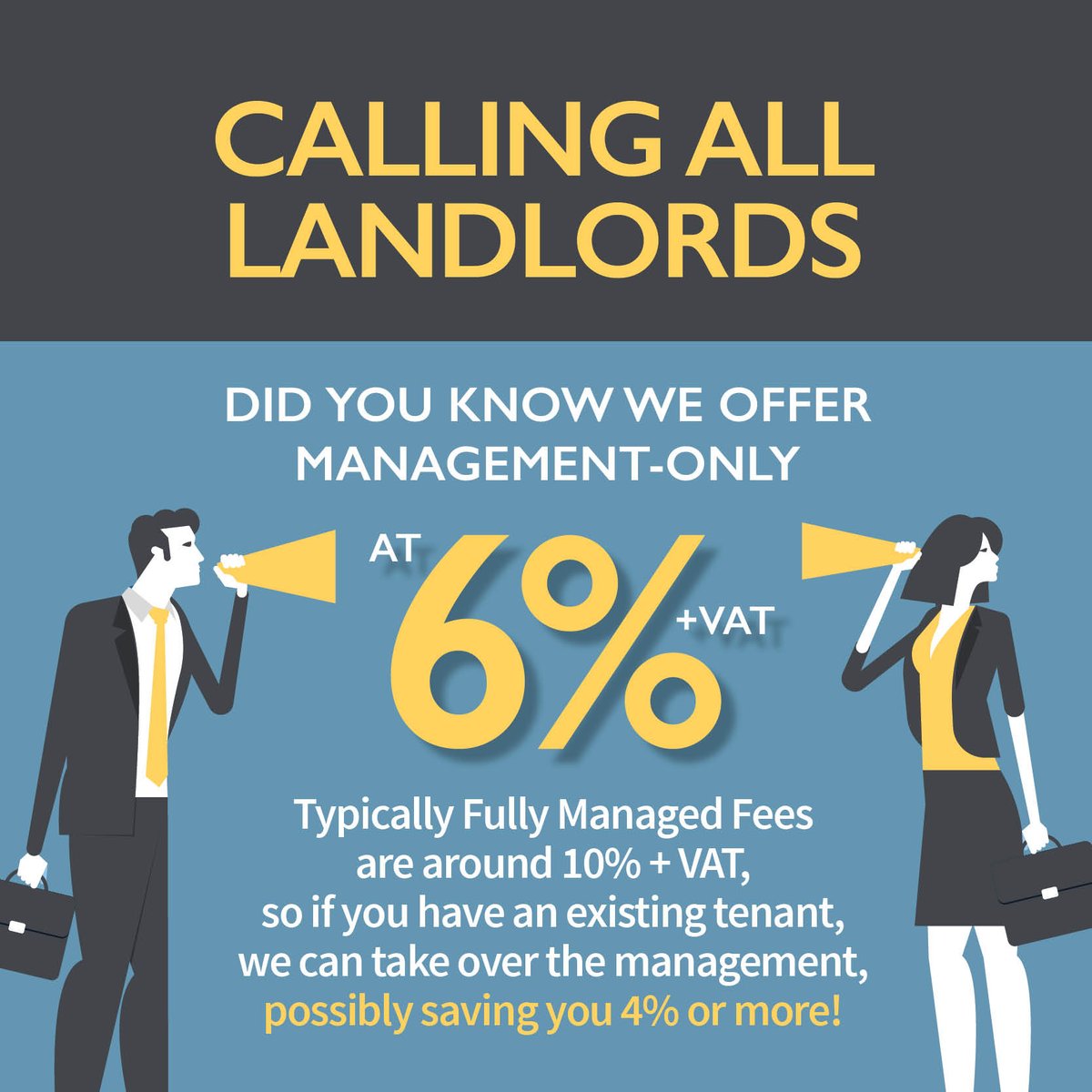Hum_SomandWilts's tweet photo. Calling all #Landlords
Have you got a Tenant in place? Paying High Management Fees? If you already have a tenant in place you can switch over to @Humberts and we will charge you just 6% +VAT for our management-only service! 01308 422215 https://t.co/TjwMVl0i8c