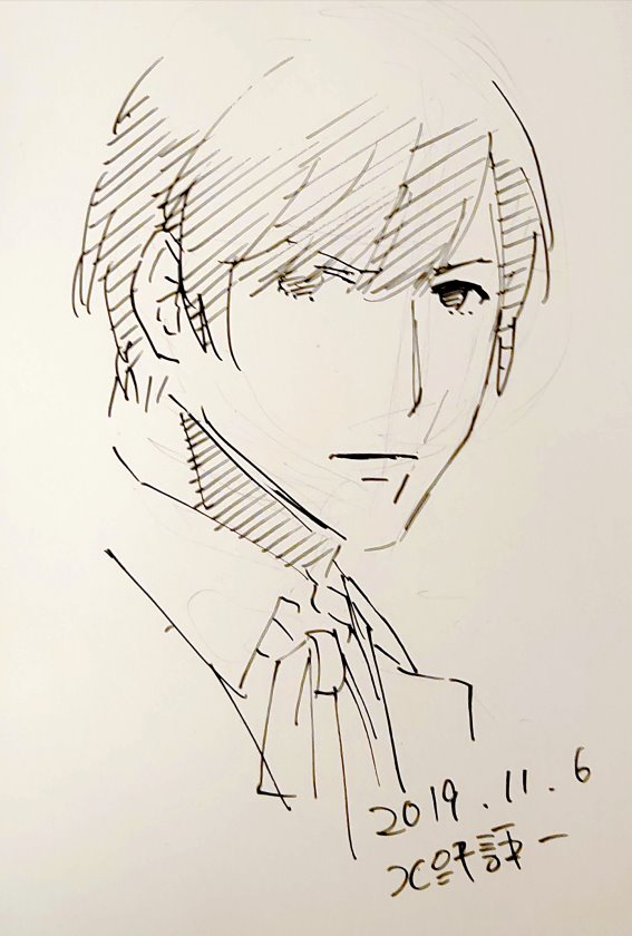 サイン書きました。ブッチャーのリクエストだったのでめずらしい～と思い描いたもののなんか似なかったので裏表紙側でリトライ。しかし構図を取ってから自分は資料がないとあぐらポーズが描けないことを思い出す。もう。 