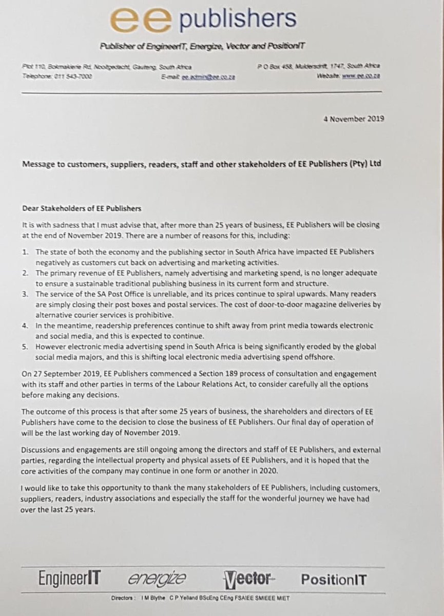 SAEF_ZA's tweet image. Last week we were blocked by @chrisyelland @eepublishers and now we find out why. #outofbusiness #liquidated #noairtime  @AntonEberhard @BischofNiemz @MarkSwilling  “One by one...” #Farewell to #lobbyists @SAPVIA @_sawea @SAREC_ZA @energyblog_sa @SOLAGroupAfrica @politicsblahbla