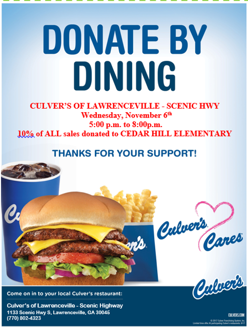 chestitans's tweet photo. Don't forget to join us tonight at Culver's from 5:00 -8:00 pm, 10% of all proceeds go to Cedar Hill! https://t.co/smpGK80RLU