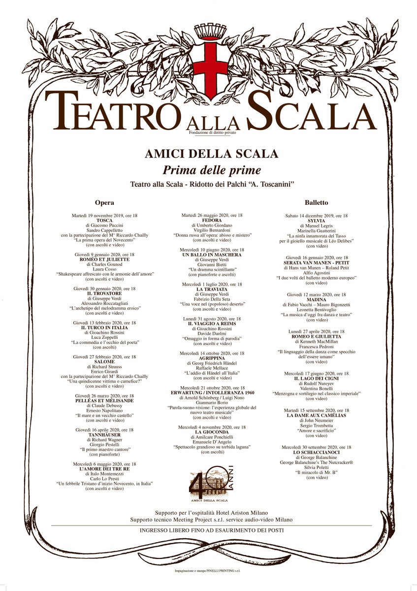 Il nuovo calendario degli incontri #primadelleprime per la stagione 2019/2020