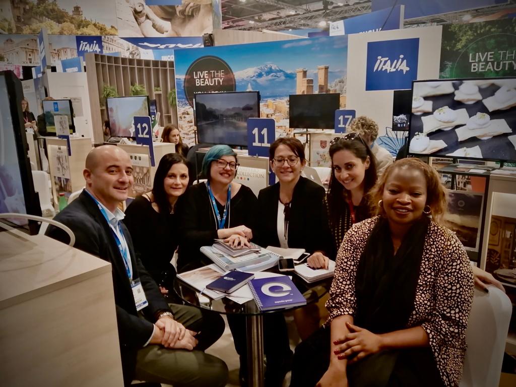 carranitours's tweet photo. @chiaragigliotti (General Manager), Zena Batocchi (Sales Manager), Letizia Cicconetti (Product Manager) and Claudia Tafuri (Sales Executive) at the @ENIT_italia stand during @WTM_London 2019 with Amy Sylla and Diego Lanzoni from @Expedia Expedia #wtmlndn #wtmlondon https://t.co/xWESIcY0zD