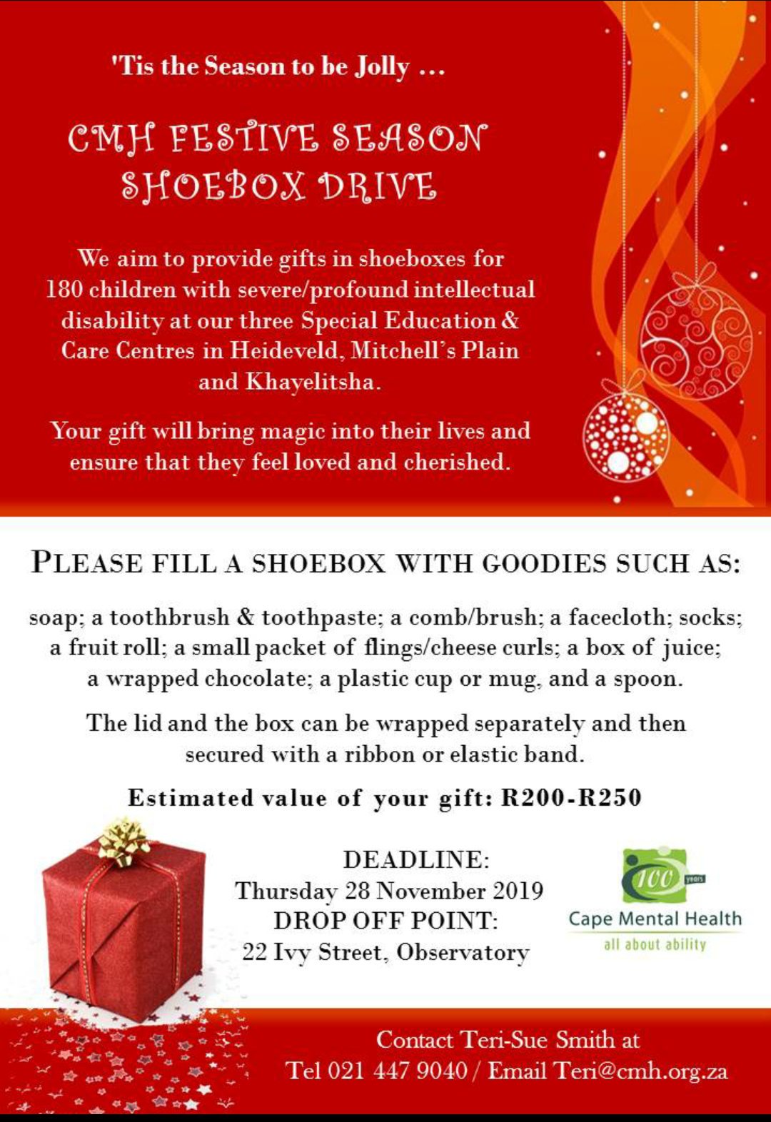 Cape Mental Health Tis Is The Time To Be Jolly And Give Back A Little Joy And Love To Those Around You Donate A Shoebox Filled With Goodies To Children