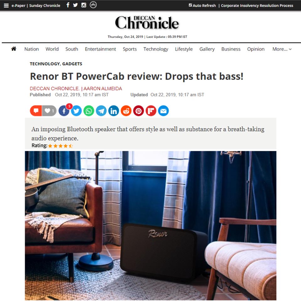 RenorAudio's tweet photo. Click on the link to find out what Deccan Chronicle-
The premium E-Newspaper Brand have to say about our product:-
View More:- https://t.co/7sHPx2AjtV

#Renor #RenorAudio #RenorHighFidelityBluetoothSpeaker #BluetoothSpeaker #speaker #review #sound #audio #song #trance https://t.co/AMIcHxbpEX