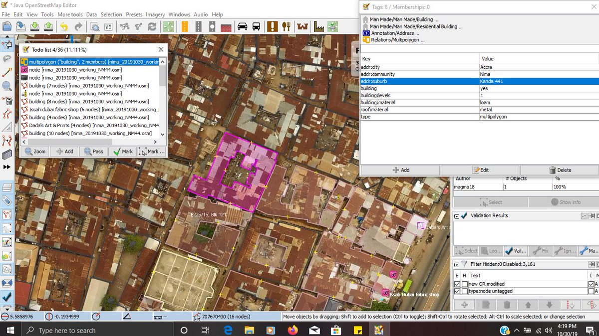 Kwajobeng's tweet photo. Getting it done the right way. Data Cleaning.
@OSMGhana @MobileWebGhana @hotosm 
#OpenCitiesAfrica #OpenCitiesAccra #GARID https://t.co/49zEaxQHPr