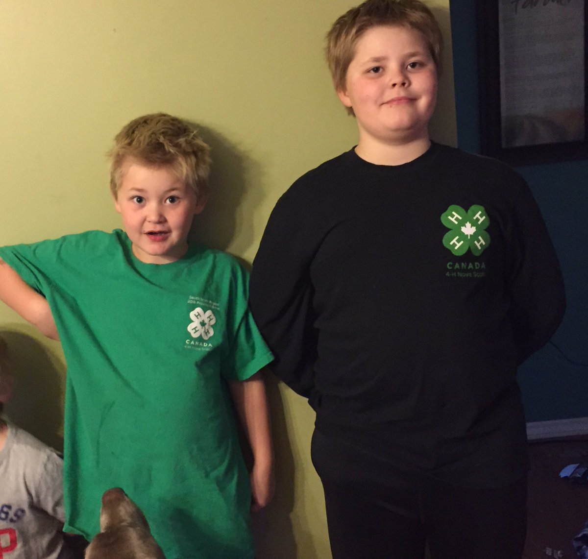AmyVanderheide's tweet photo. My two #4Hers are proudly wearing their clovers to school today for #ShowYour4HColoursDay 🍀
#cloverbud #4Hjunior https://t.co/57NcPzoPIV